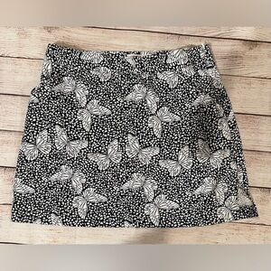 WOMENS Coral Bay golf BLACK W/ WHITE BUTTERFLIES PRINT SKORT SIZE 10P